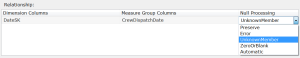 Select the UnkownMember option in the Null Processing dropdown