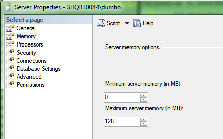 Setting the Max Memory too low